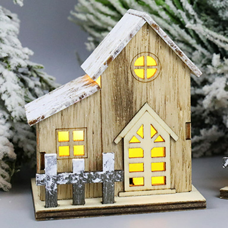  Yardenfun Christmas Glowing House Luminous Wooden House Decor  Christmas Village Houses Christmas Village Display Platforms Desk Topper  Resin with Lights Village Series Dining Table : Home & Kitchen