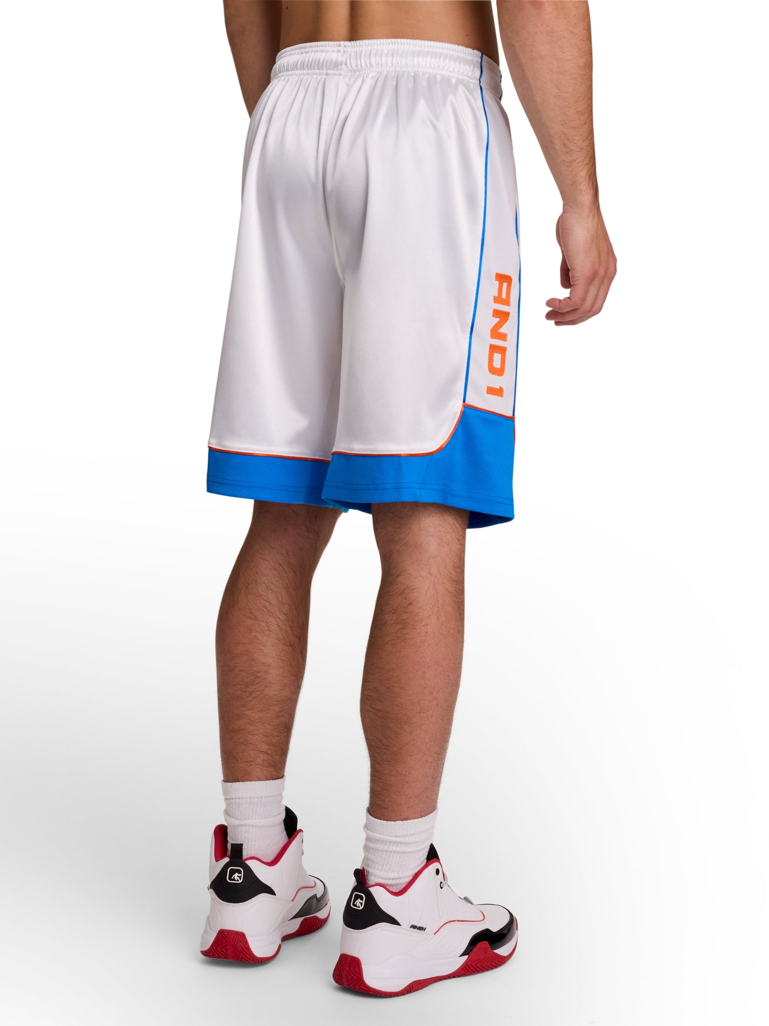 AND1 Men's and Big Men's All Court Colorblock Short, 11" inseam, up to Size 5XL