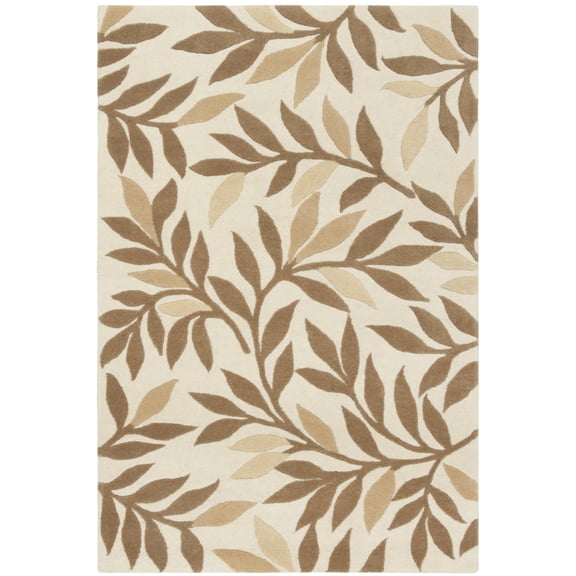 SAFAVIEH Martha Stewart Charleston Floral Wool Area Rug, Natural Twine, 4' x 6'
