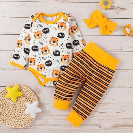 

Leutsin Newborn Infant Baby Girl Clothes Cotton Linen Rompers Toddler Baby Girls Cartoon Animal Pattern Stripe Long Sleeve Autumn Clothes