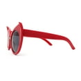 thumbnail image 3 of Womens Oversize Round Circle Lens Curled Ears Cat Eye Sunglasses Red Black, 3 of 4