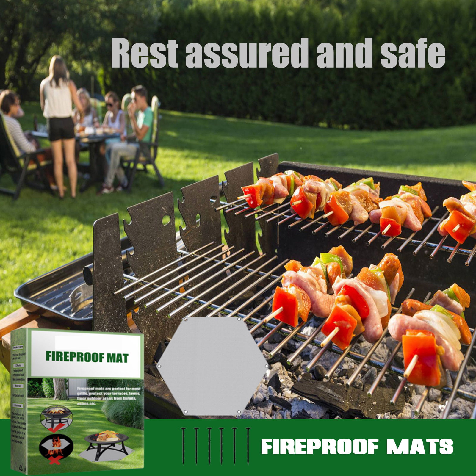 Outdoor Camping Fireproof Pad,Picnic Barbecue Flame Temperature Retardant Mat 