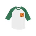 thumbnail image 1 of Tstars Boys Unisex Halloween Party Shirt Kids Jack O' Lantern Halloween Pumpkin Pocket Toddler Birthday Gift Day of the Dead Spooky Trick or Treat Funny Humor Gifts Raglan 3-4 Sleeve Baseball Tee, 1 of 5