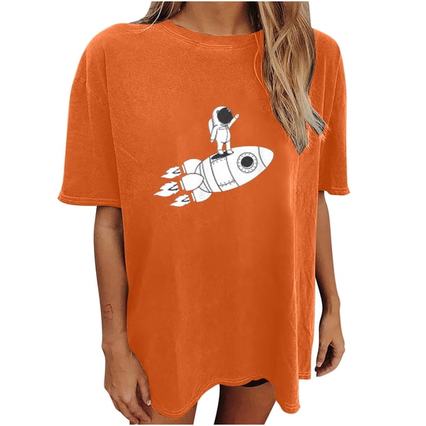 Moda Mujer Damas Cayó Hombro Mangas Impresión suelta Manga corta Top Pullover Tops Pompotops hfajkhk141636
