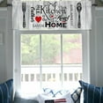 thumbnail image 5 of Kitchen Is the Heart of Home Quote Kitchen Curtains Valance for Window, Vintage Fork Spoon Farmhouse Gather Sign Seasonal Short Half Topper Rod Pocket Wooden Board Home Living Room Bedroom Decor 54x18, 5 of 6
