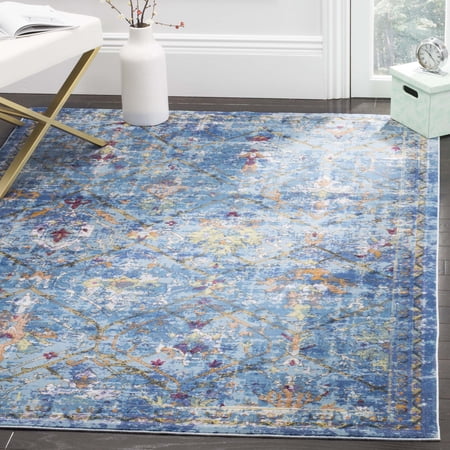 SAFAVIEH Aria Finola Bohemian Area Rug, Blue/Multi, 6'5" x 6'5" Square