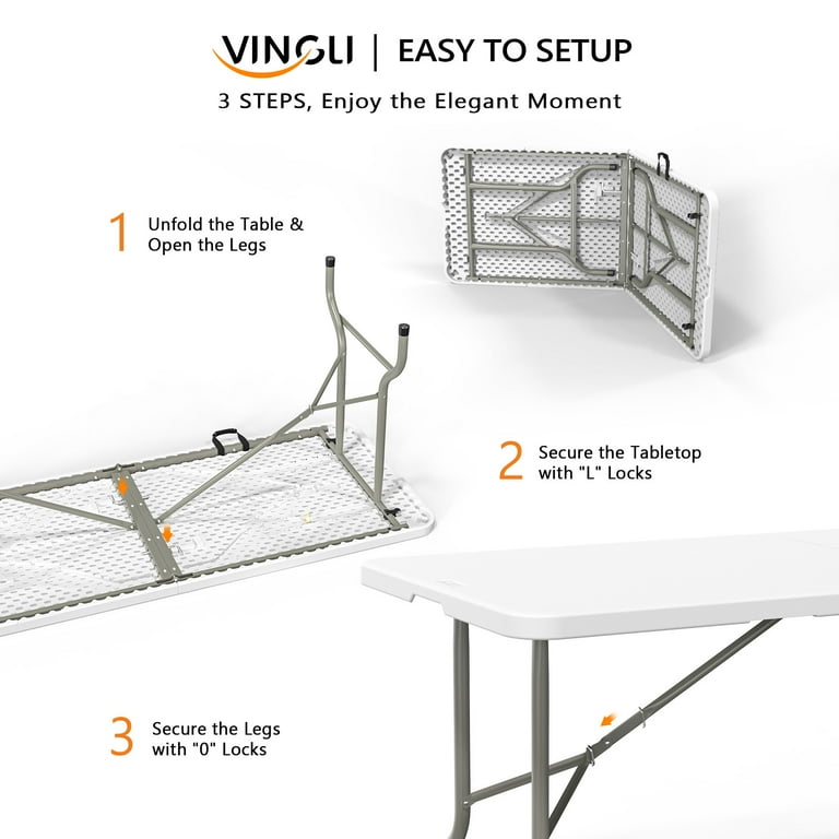 Folding Table 6ft 6FT Folding Table, Plastic Table Camping Table