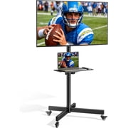 Heavy-Duty Rolling TV Stand for 23–60" TVs, Mobile TV Cart with Adjustable Shelf & Tilt, Portable TV Stand on Wheels Supports 121 lbs, Max VESA 400x400, Black