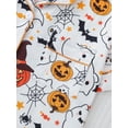 thumbnail image 6 of ATAIKU Halloween Silk Satin Pajama Set for Women 2 Piece Lounge Pjs Shorts Matching Ghost Pumpkin Sleepwear Button Down Shirt Shorts, 6 of 6
