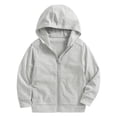 thumbnail image 3 of YDFCWXW Kids Full Zip-Up Hoodie Solid Sweatshirt Boys Girls | Cord-free Hood Design with Front Pocket Casual Daily (Light Gray, 11-12 Years), 3 of 7