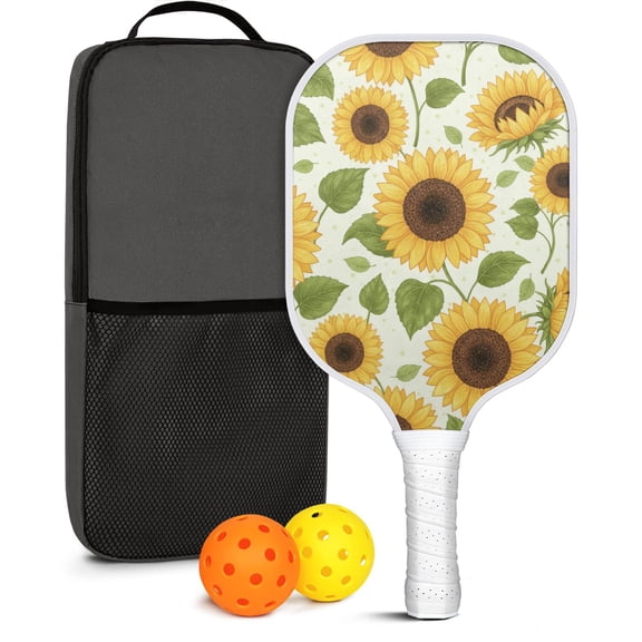 Pickleball Paddles Set Of 1, Fiberglass Surface,Sunflower Print, 1 Paddle, 2 Balls & Bag