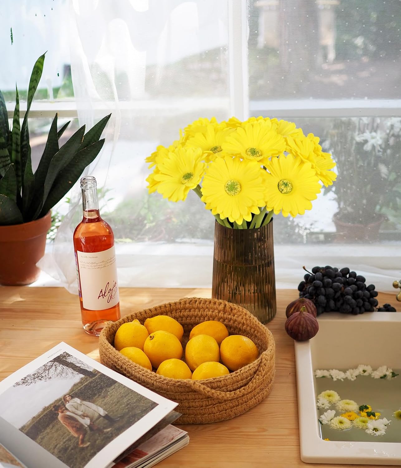 Daisy Flowers Artificial,20PCS Yellow Gerbera Daisy Artificial Flowers Fake Daisies for Wedding Party Office Home Decorations(Yellow)