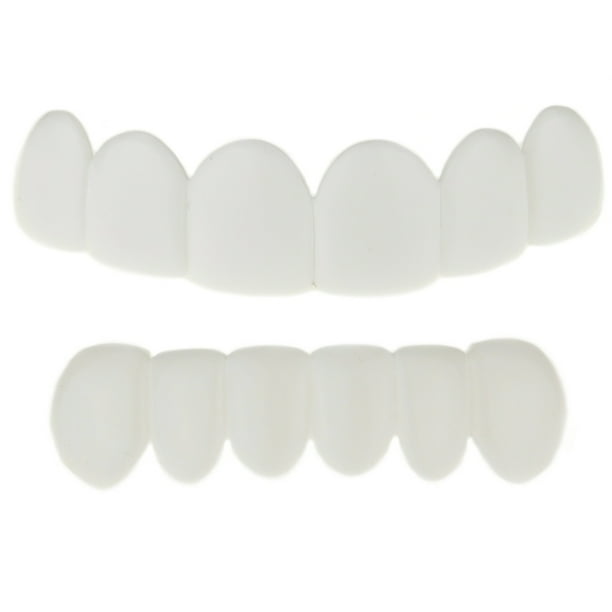 White Teeth Grillz Set Top & Bottom Row Removable Plastic Grill Pre