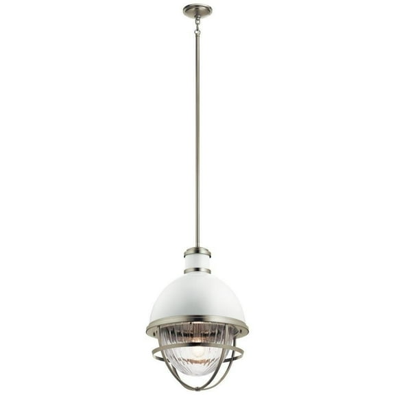 Coastal Traditional Farmhouse One Light Chandelier in Brushed Nickel Finish Bailey Street Home 147-Bel-3329960