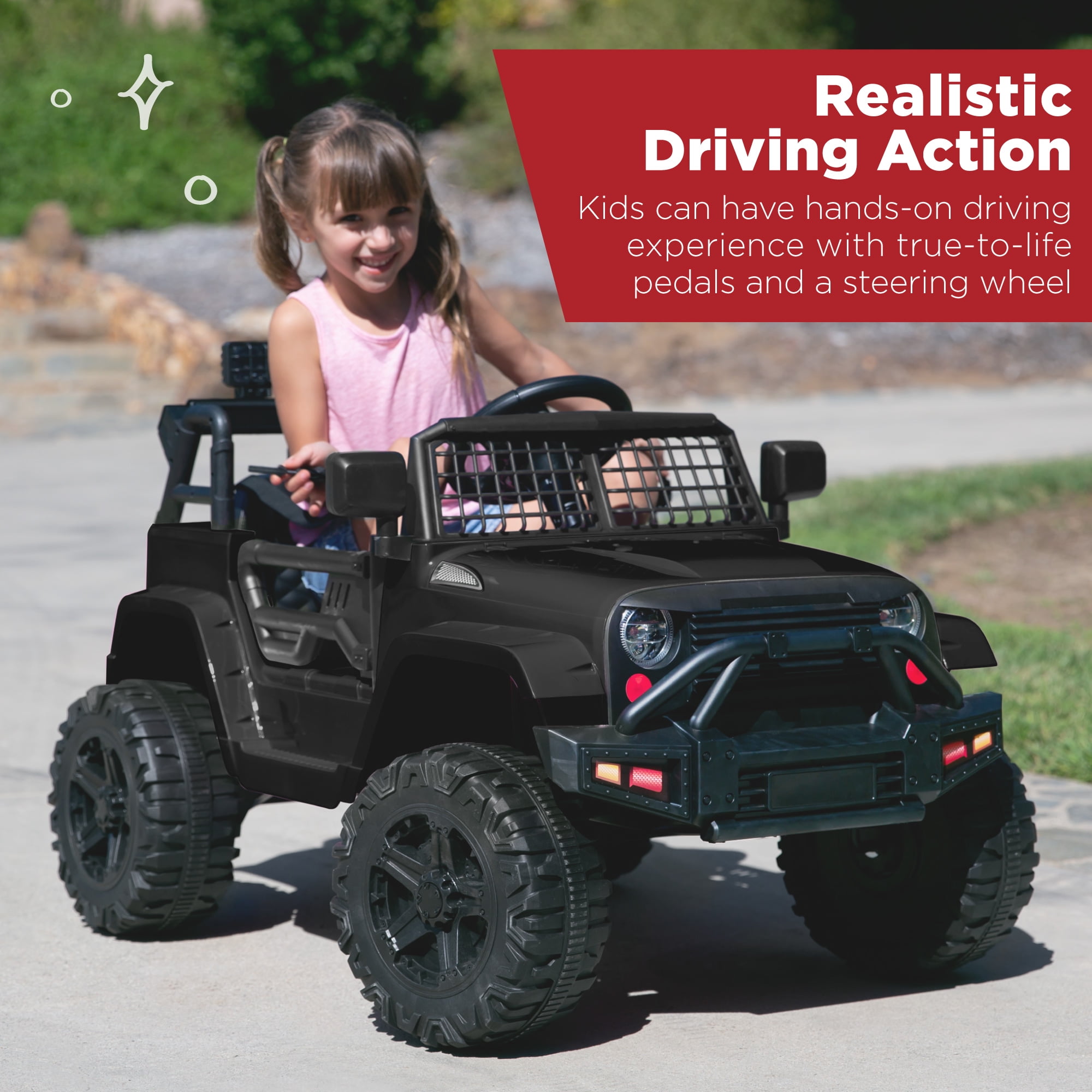 Best Choice Products 12V Kids Ride On Truck Car w/ Parent Remote Control, Spring Suspension, LED Lights - Black