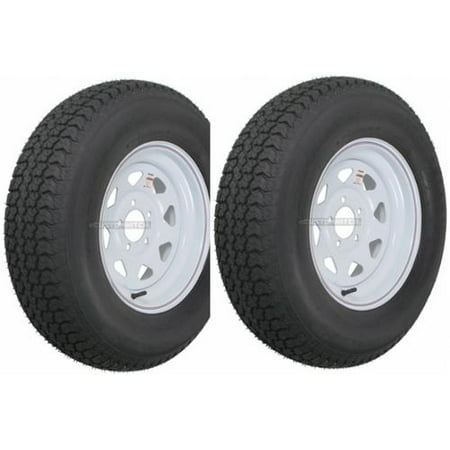 - 2-Pack Trailer Tire On Rim ST175/80D13 175/80 D 13 in. LRC 5 Hole White Spoke