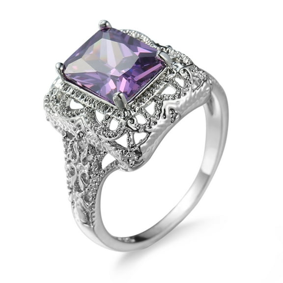 Huge Natural 3.5Ct Tanzanite 925 Silver Carved Purple Zircon Ring Women Wedding Engagement Size 6-10