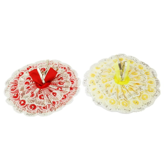 Set of 2 Laddu Gopal Dress Cloth Bhagwan Poshak of God Bal Gopal Kanha Kanhaiya Dev Vastra for Metal Idol Statue for Indian Holi Festival(Size:-3-5 No.Dia-10")(Red,Yellow)