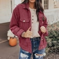 thumbnail image 2 of Yokua Women's Casual Lapel Loose Button Down Long Sleeve Corduroy Jacket with Pockets, 2 of 7