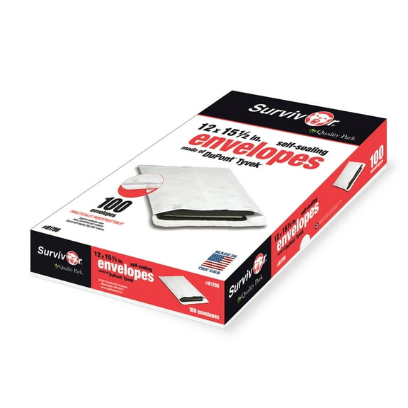 Survivor Tyvek Mailer, 12 x 15 1/2, White, 100/Box