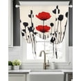 thumbnail image 5 of Farmhouse Flowers Tie Up Curtains for Window, Thermal Insulated Balloon Shade Adjustable Rod Pocket Curtains Valance Panels for Kitchen Bathroom Cafe 52 x 63 Spring Red Black Floral Herbs Plants, 5 of 6