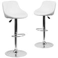 thumbnail image 1 of 2 Pk. Contemporary White Vinyl Bucket Seat Adjustable Height Barstool with Diamond Pattern Back and Chrome Base, 1 of 9