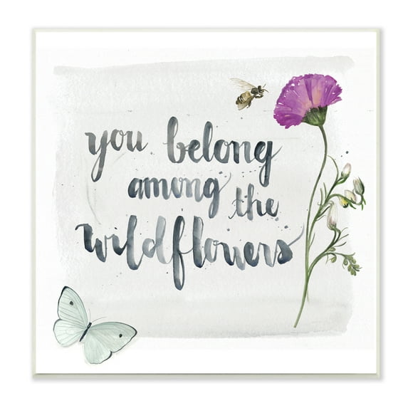 Stupell Industries Belong Among the Wildflowers Butterfly Bee Floral, 12 x 12, Designed by Jennifer Paxton Parker