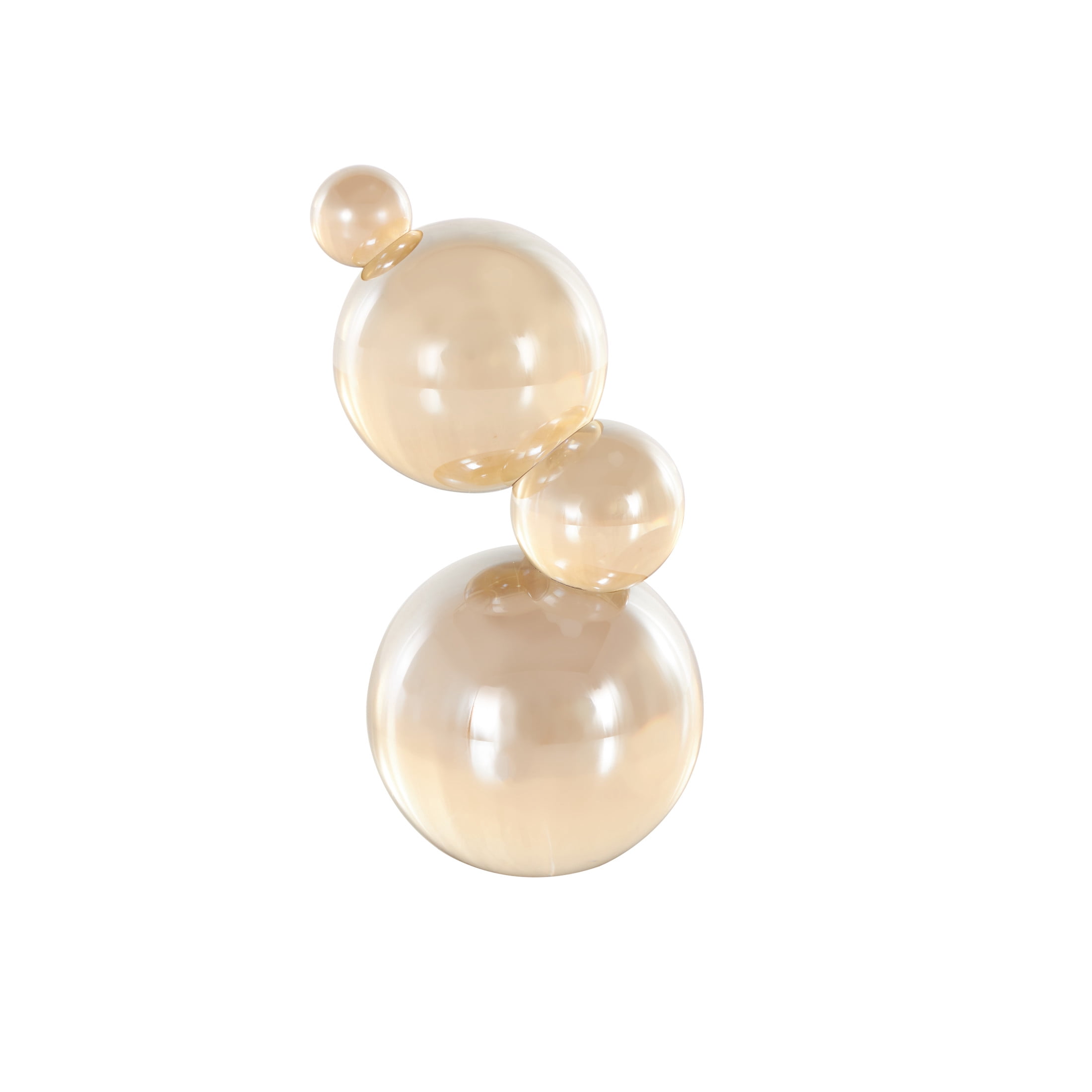 4" x 8" Beige Glass Stacked Orbs Abstract Sculpture, by DecMode