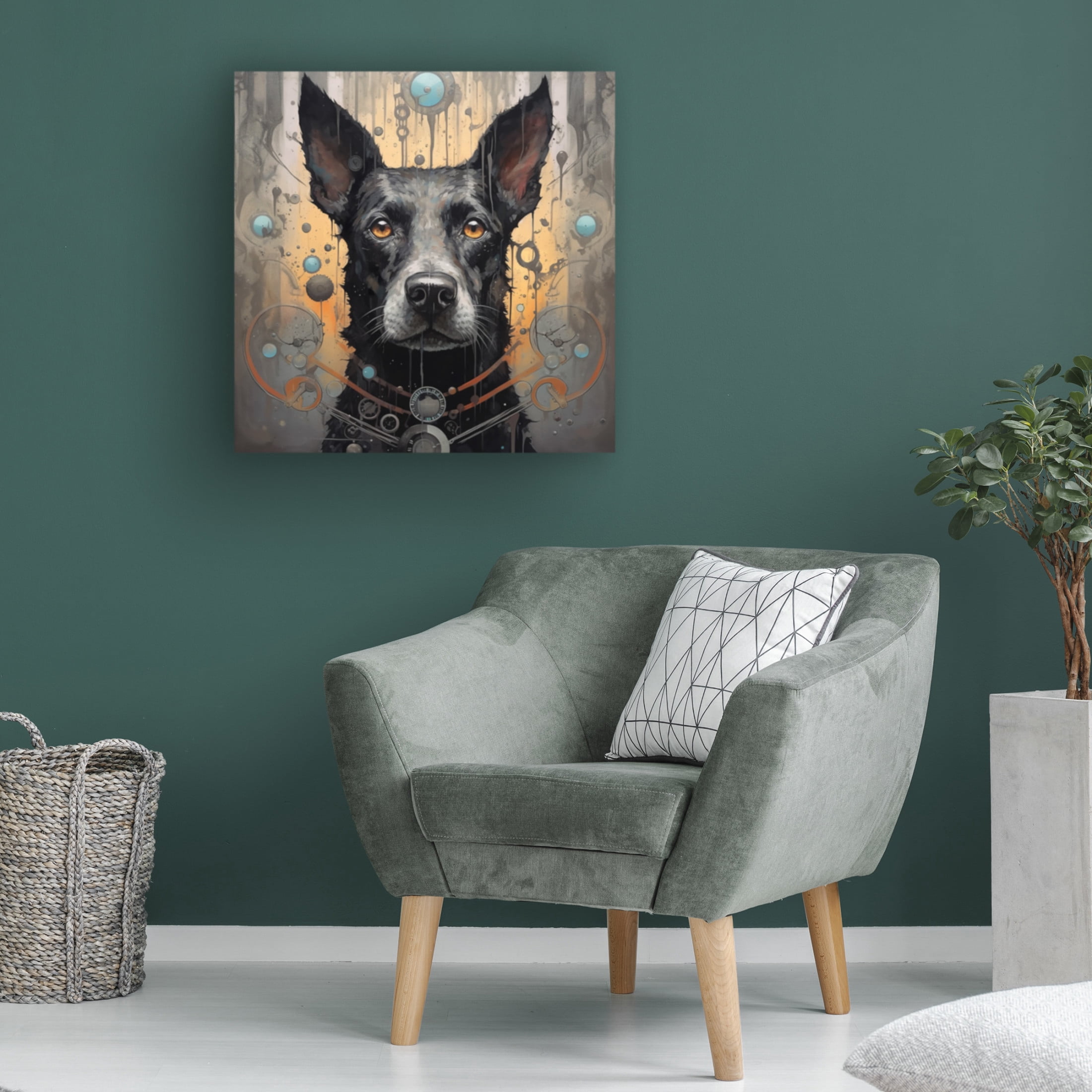 Canvas Wall Art - Ray Heere 'Art Dog 8' Wall Art for Living Room, Bedroom, or Office Décor by Trademark Fine Art - 35 x 35 Inches