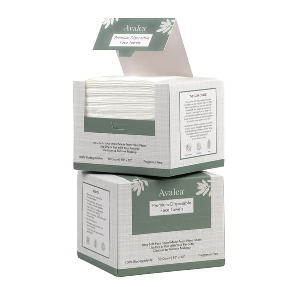 Disposable Face Towels for Sensitive Skin, Towelettes for Makeup Removal, Travel and Camping, 2 Pack