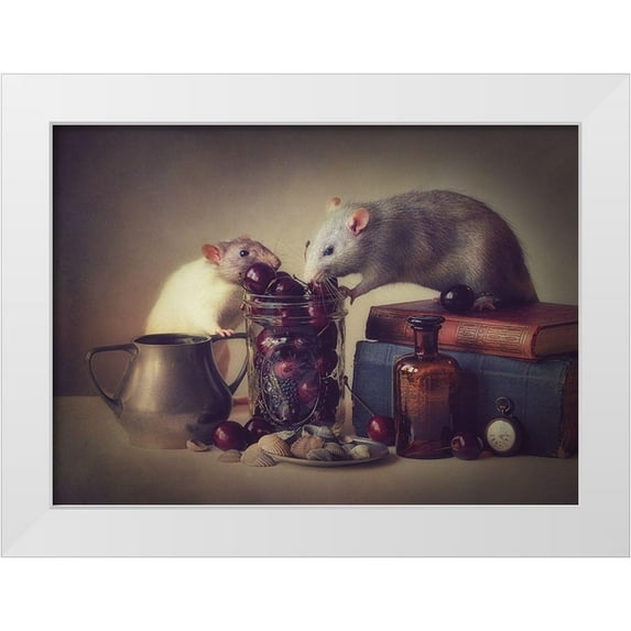 Van Deelen, Ellen 24x18 White Modern Wood Framed Museum Art Print Titled - Snoozy and Jimmy