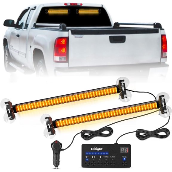 144 LED Strobe Traffic Advisor Light Bar Amber with Controller 2 in 1 Automotive High-Visibility Warning Flashing fleet Windshield Lights Bars for Cars Trucks Off-Road Utility Vehicles
