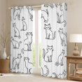 thumbnail image 2 of Manfei Abstract Cat Line Blackout Curtains, Simple Minimalist Kitten Curtains Pack of 2 (42x84 Each), White Black, 2 of 6