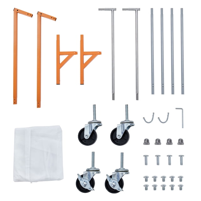 Heavy Duty Z-Base Garment Rack – 220lb Capacity, Adjustable Height, Rolling Steel Clothing Rack with Lockable Casters & Hooks, Space Saving – Base Orange + Rod Silver, Single Pole, 160×61×168CM