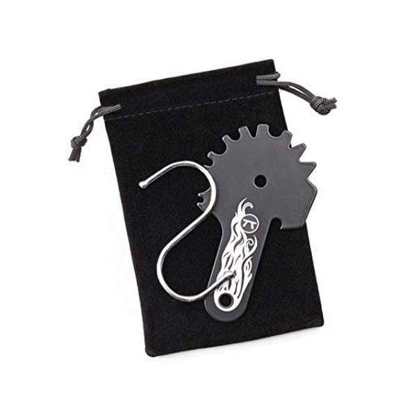 Outset 76488 Universal Grill Grate Scraper and Cleaning Tool for Various Grid Sizes with S-Hook and Storage Bag, Black