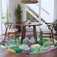 thumbnail image 4 of Luxury Leaves Round Living Room Rugs 8 ft, Green Purple Abstract Gorgeous Leaf Washable Large Area Rug with Non-Slip Sturdy Edge Binding Round Carpet for Dining Room Kitchen Office, 4 of 9
