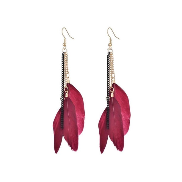 Pendientes de Borla Bohemios Jumpingount AP017046-05 Rojo 2 Piezas