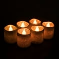 thumbnail image 4 of WYZworks Flameless LED 1.5" Gold Glitter Tea Light Faux Wax Candle, Set of 12, 4 of 5