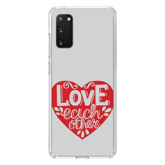 DistinctInk Clear Shockproof Hybrid Case for Galaxy S20 ULTRA / 5G (6.9" Screen) - TPU Bumper, Acrylic Back, Tempered Glass Screen Protector - Red Heart - Love Each Other
