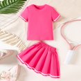 thumbnail image 2 of Gerichy Girls Summer Outfits, Toddler Girls Short Sleeve Ruffle Solid Casual T Shirt Tops Denim Shorts Jeans 2PCS Outfits, 2 of 9