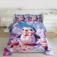 thumbnail image 2 of jejeloiu Cartoon Antarctic Penguin Full Size Comforter Sets,Wild Animal Bedding Comforter Set,Rainbow Ice Cream Bedding Sets For Girls Teens,Microfiber Bedroom Decor Reversible,3pcs, 2 of 8