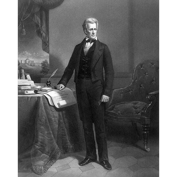 U.S. President Andrew Jackson Engraved Portrait - 12x18 Inch Laminated Poster - Stunning Detail and Bold Colors