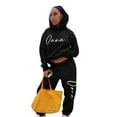 thumbnail image 2 of Fangasis Women Jogger Set Drawstring Two Piece Outfit Long Sleeve Sweatsuits Ladies Loungewear Lounge Sets Athletic Gym Hooded Sweatshirts And Sweatpants Black L, 2 of 4
