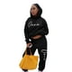 thumbnail image 3 of UKAP Ropa de descanso para mujer, sudaderas con capucha, sudaderas y pantalones de chándal, conjunto de 2 piezas con estampado de letras, mono deportivo para salón, 3 of 4