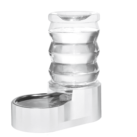 7L Pet Waterer,Gravity Stainless Steel Water Dispenser, 100% Large Capacity Water Feeder for Cats and Medium and Large-Sized Dogs (White,7L)