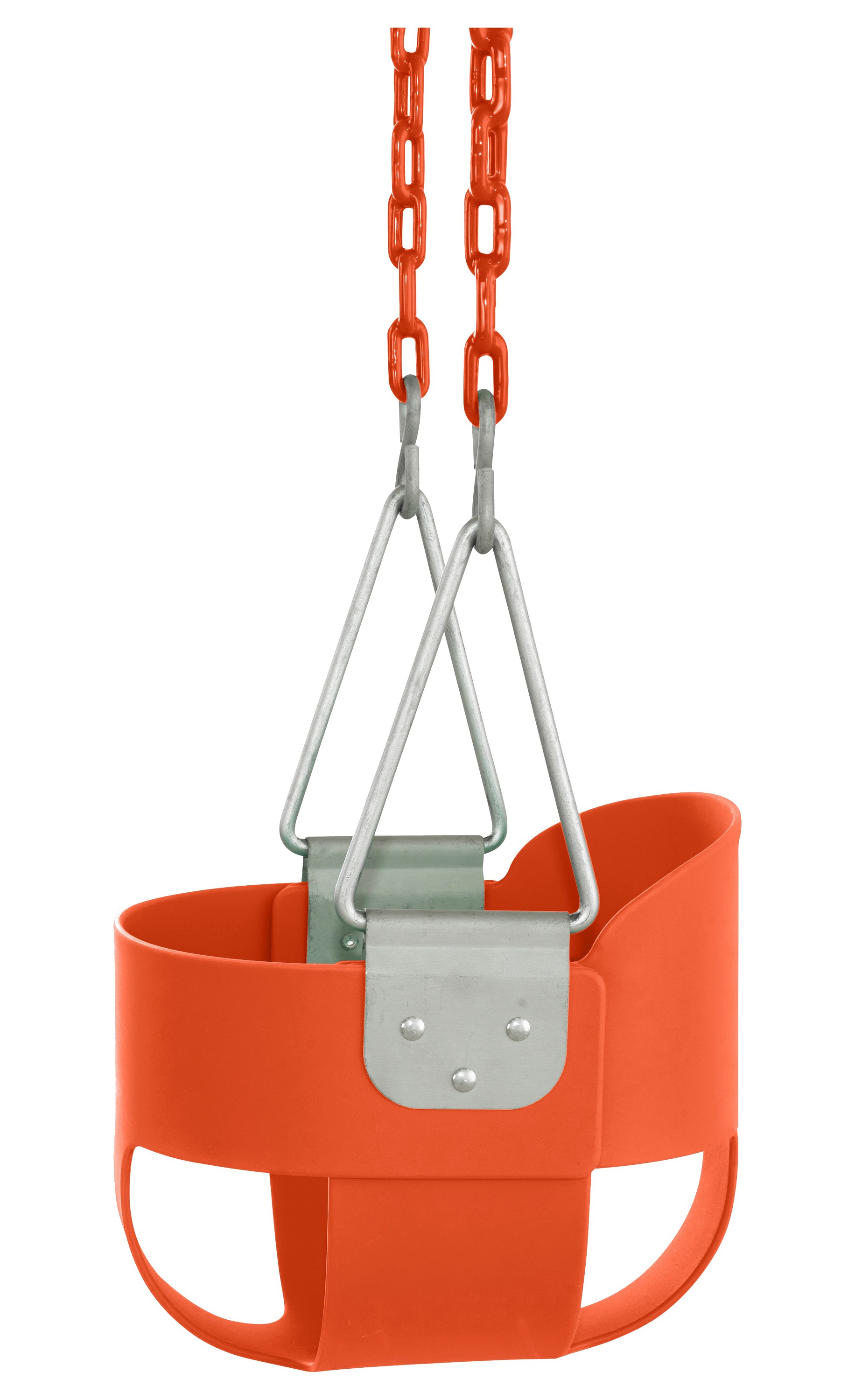 Outdoor Heights High Back Full Bucket Toddler & Baby Swing Set for Backyard Swing with Vinyl Coated Chain (3, Orange)