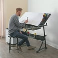 thumbnail image 4 of Studio Designs Fusion Craft Center Drafting Drawing Craft Table with Storage and Stool Set, Black/ White, 4 of 14