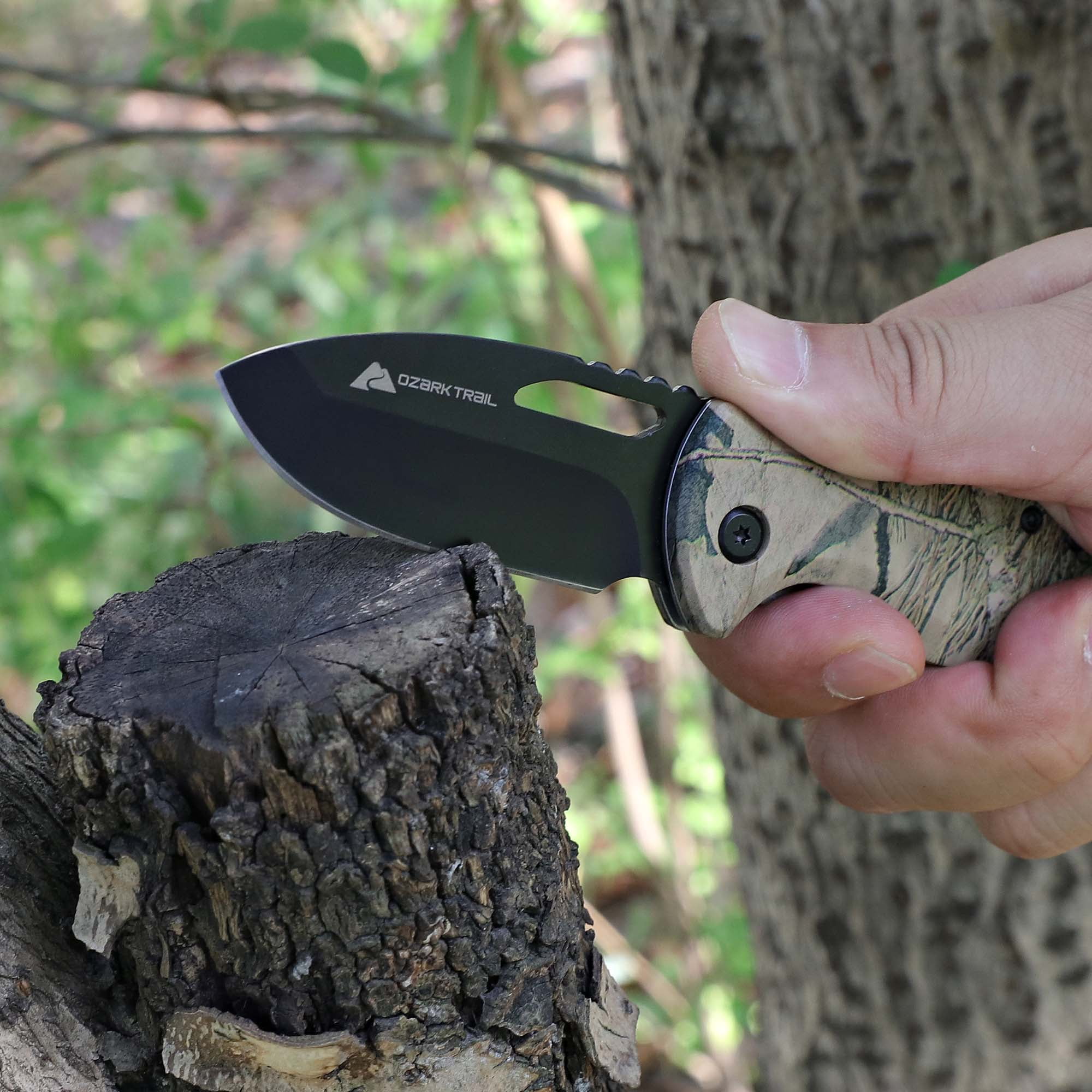 Ozark Trail Mossy Oak Camouflage Folding Knife, with Clip
