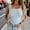 Light Blue, variant on Women's Square Neck Built-In Bra Tank Top, Seamless Padded Cami with Wide Straps, Solid Fitted Base Layer, M-4XL