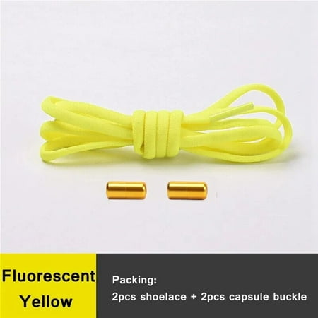 

Elastic No Tie Shoe Laces Aluminum Capsule Lock Shoelaces for Kids Adult Sneakers Quick Shoelaces Semicircle Shoelace Lazy Laces Fluorescent yellow 100cm